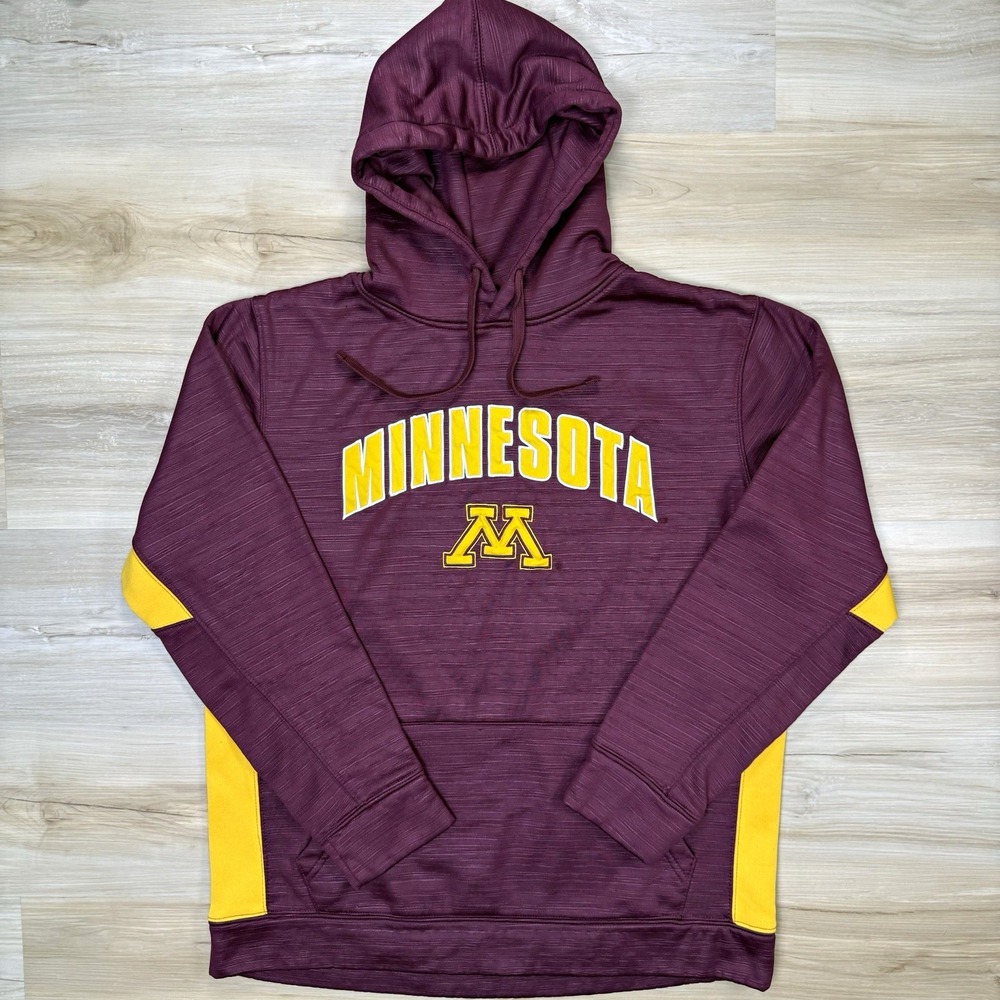 Minnesota Golden Gophers Hoodie Mens L Maroon Yellow Colosseum Pullover Fleece
